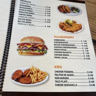 menu, burgers