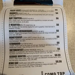 menu