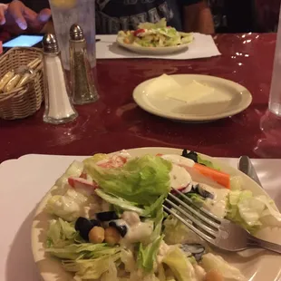 Free salad and garlic bread with entree