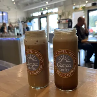 Nitro iced coffee and a rosemary iced coffee