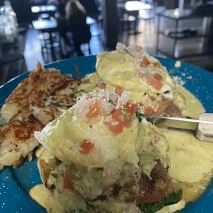Chile verde pork Benedicts