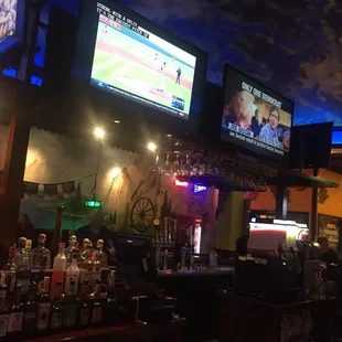 the bar and televisions