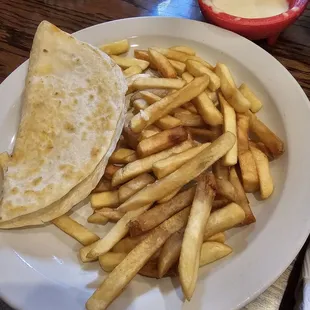 Cheese Quesadilla and Fries
