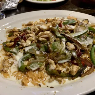 Queso &amp; Rice, with grilled chicken and veggies