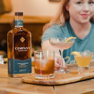 Crafted cocktails featuring our gin and bourbons.