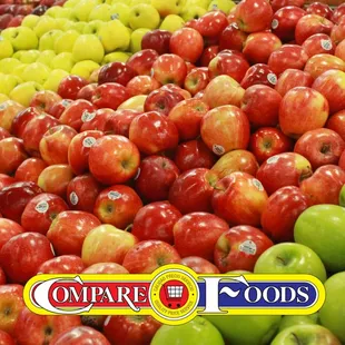 a large display of apples