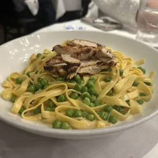 Fettuccini Alfredo with Chicken &amp; peas