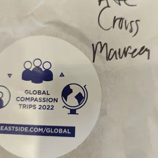 a sticker with a message on it