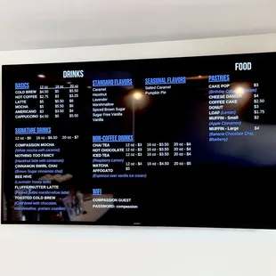 Menu and pricing