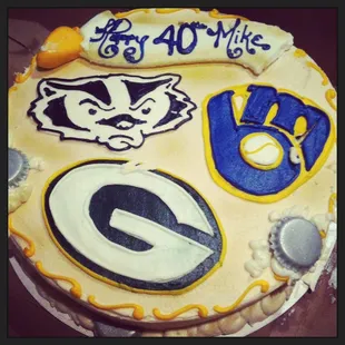 Peanut butter frosting on a chocolate cake for my BFs 40th. It was delicious.