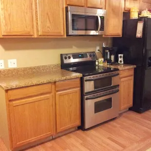 Not completely done but well on the way. The microwave stove and refrigerator, came from complete appliance service.