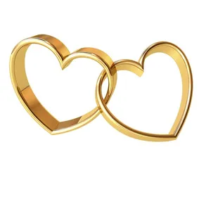 Golden heart rings entwined