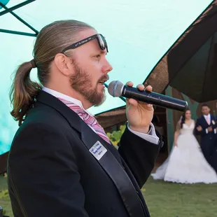 Photo by DiPietro Photography. Nathan announcing newlyweds - Celina and Jodeci