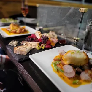 Sea bass and cheese plate was