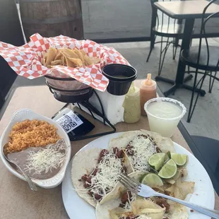 Added beans and rice and margarita