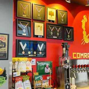 a bar with a variety of beer taps