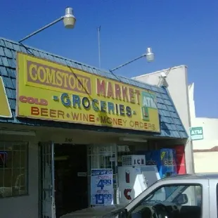 a car parked in front of the store