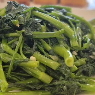 a close up of a plate of broccoli