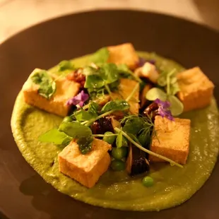 Fried tofu with green curry