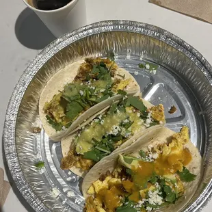 Breakfast flour tortillas with Cuban coffee