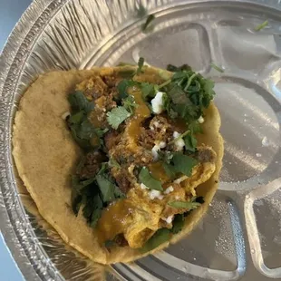 Breakfast tacos, corn masa tortillas