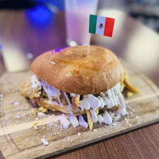 Chilaquiles Torta  + Strawberry -Banana Smoothie