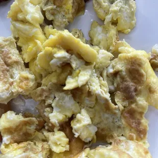 Brown overcooked eggs