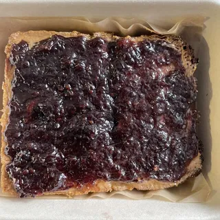 Peanut Butter and Blackberry Preserve Toast