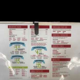 a menu for a restaurant