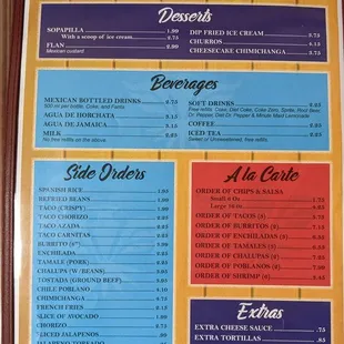 a menu for a mexican restaurant