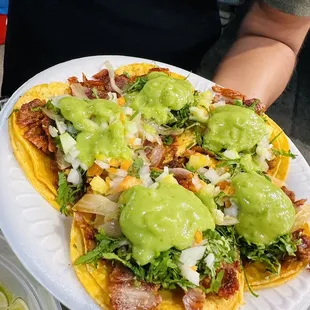 a person holding a plate of food