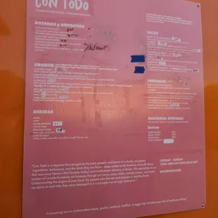 menu