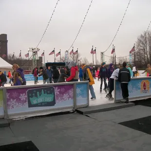 The big rink, very full and crowded.