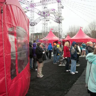 Big tower, big red tents!