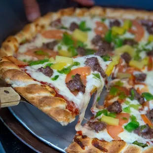 a close up of a pizza