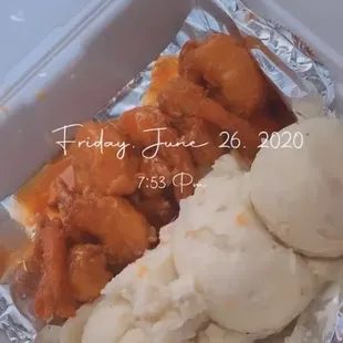 Sweet Heat Shrimp and Mash
