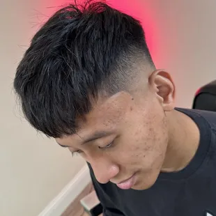 Mid Fade On Straight Hair