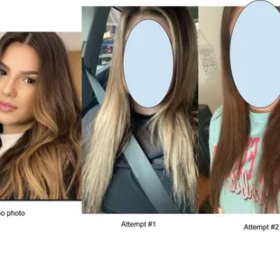 My inspiration photo plus a picture of the original color and the "fixed" color