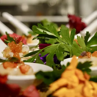 Poached Lobster with Melon Gazpacho ~ Yellow Piperade, tomatillo ice with Thai chile oil