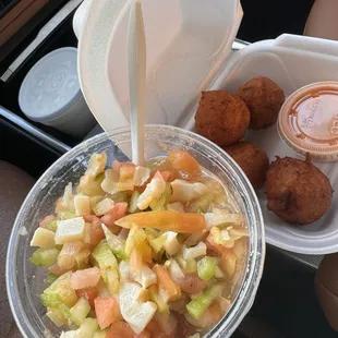 Conch salad and conch fritters