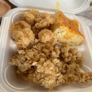 Shrimp, fried Crack Conch, and Mac and cheese. Soooo good.