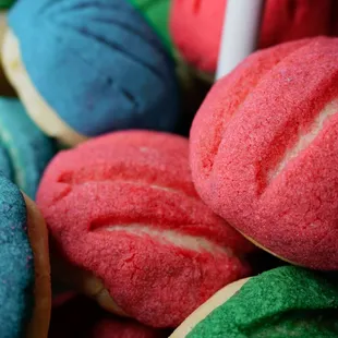 a pile of colorful cookies