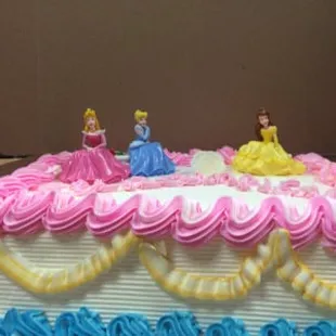 three princesses on top of a cake