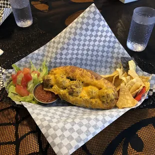 Green Chile Meatball Sub, the special on Monday. Kiwi water