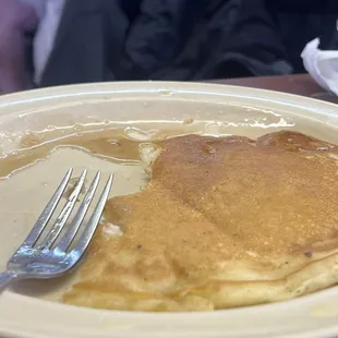 a plate of pancakes and a fork