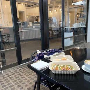 Outside seating with WIFI- food from Good Thyme Next door