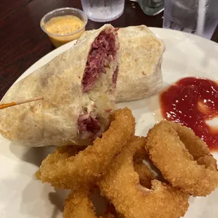 Concord Reuben Wrap Lunch with onion rings