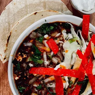 Pork pozole rojo special.