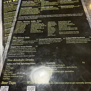 Their menu as of February 25th, 2023