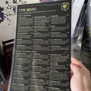 Their menu as of February 25th, 2023